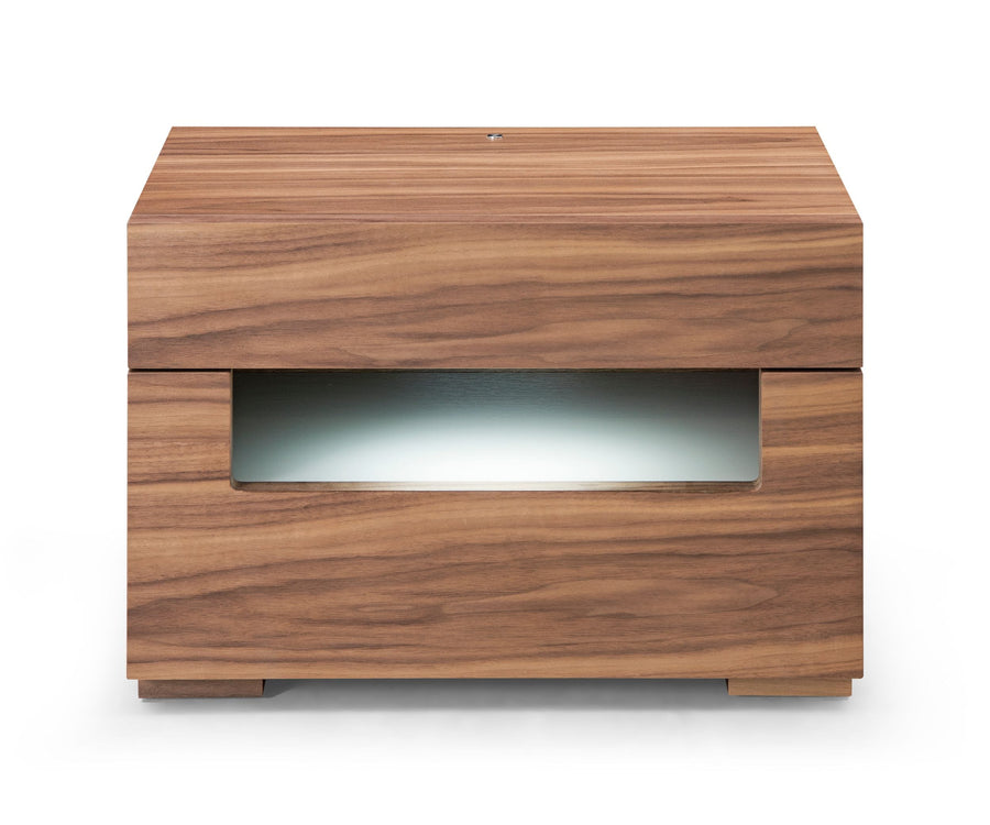 Ceres - Contemporary LED Walnut Nightstand