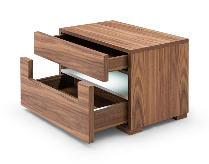 Ceres - Contemporary LED Walnut Nightstand