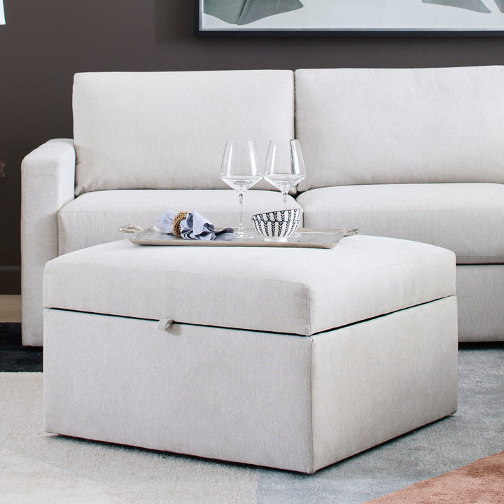 Flex Square Storage Ottoman Light Gray