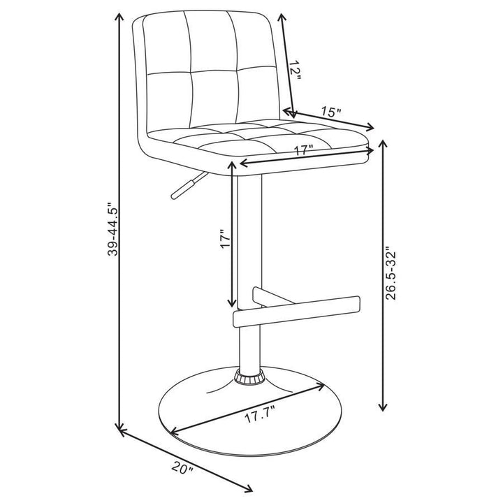 Lenny - Upholstered Adjustable Bar Stool  - White