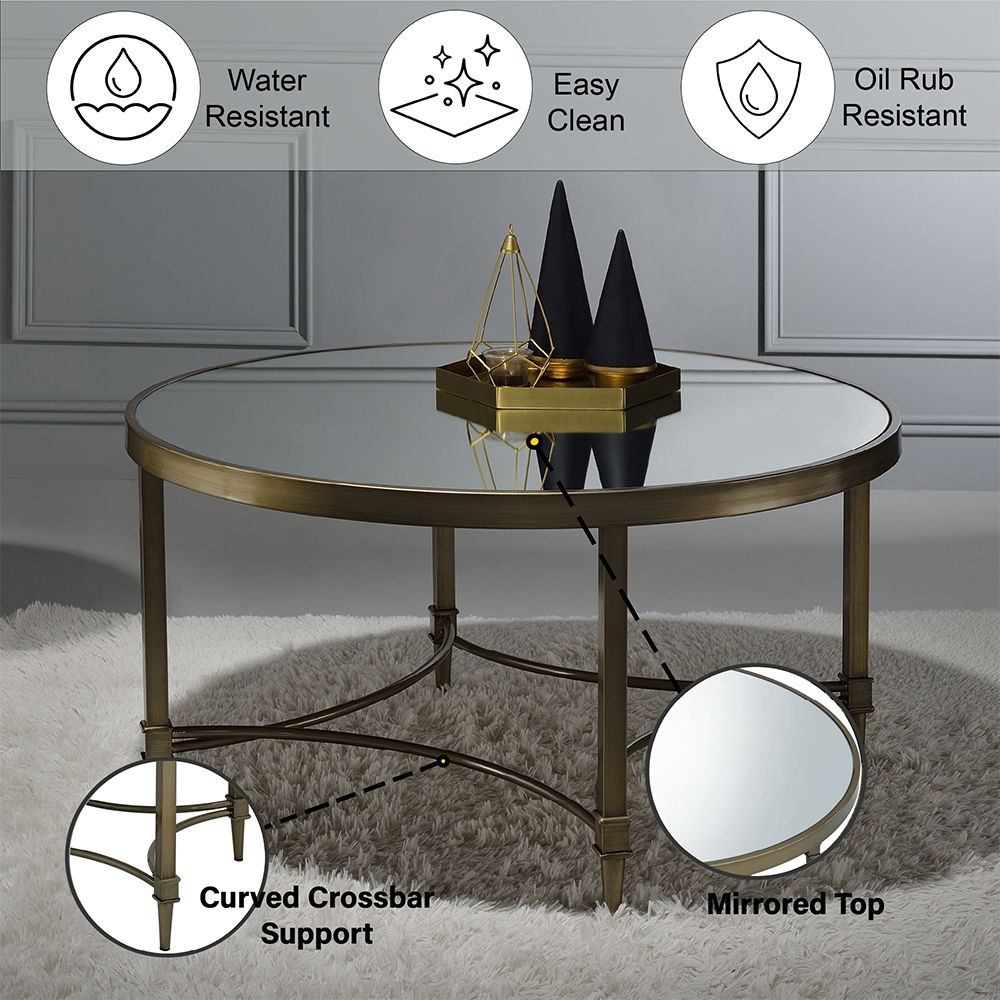 Aditya - Coffee Table - Mirrored & Antique Brass