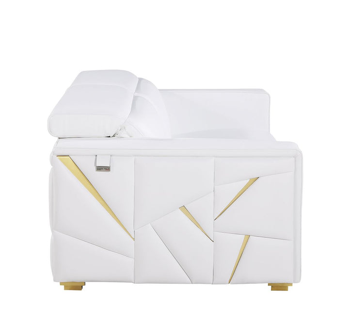 DivanItalia 1120 Sofa with Adjustable Headrest in Top-Grain Italian Leather - White