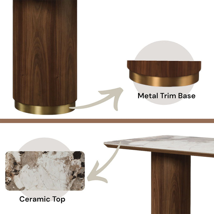 Willene - Dining Table With Ceramic Top - Ceramic Top & Walnut