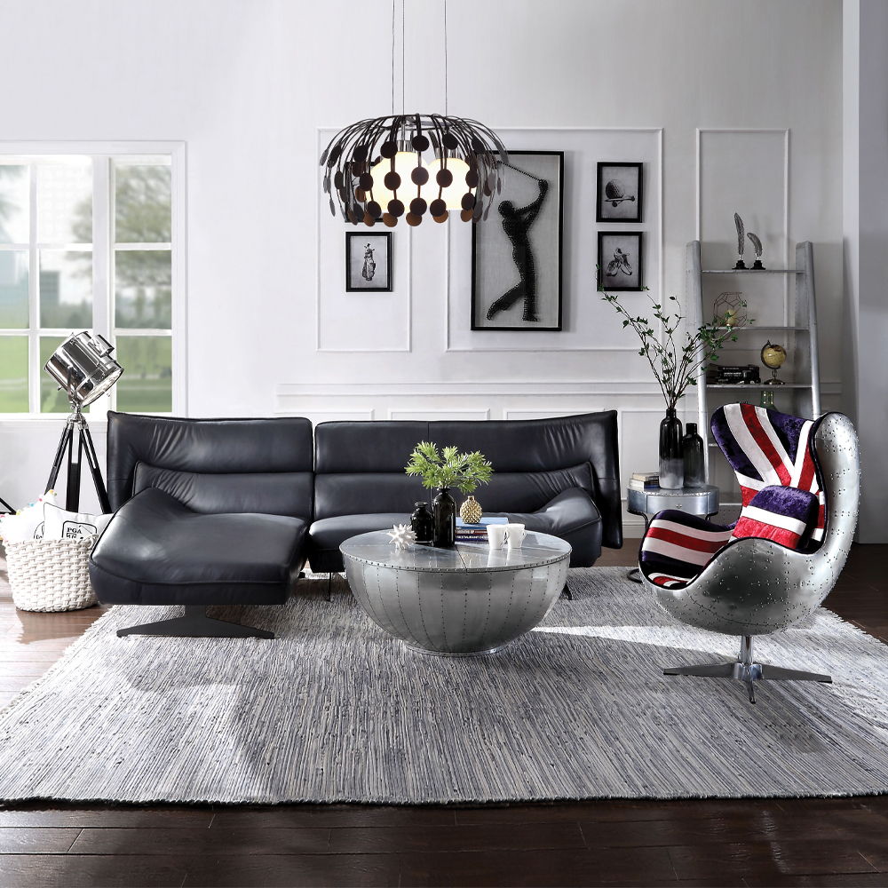 Brancaster - British Flag Accent Chair With Swivel - Pattern Fabric & Aluminum