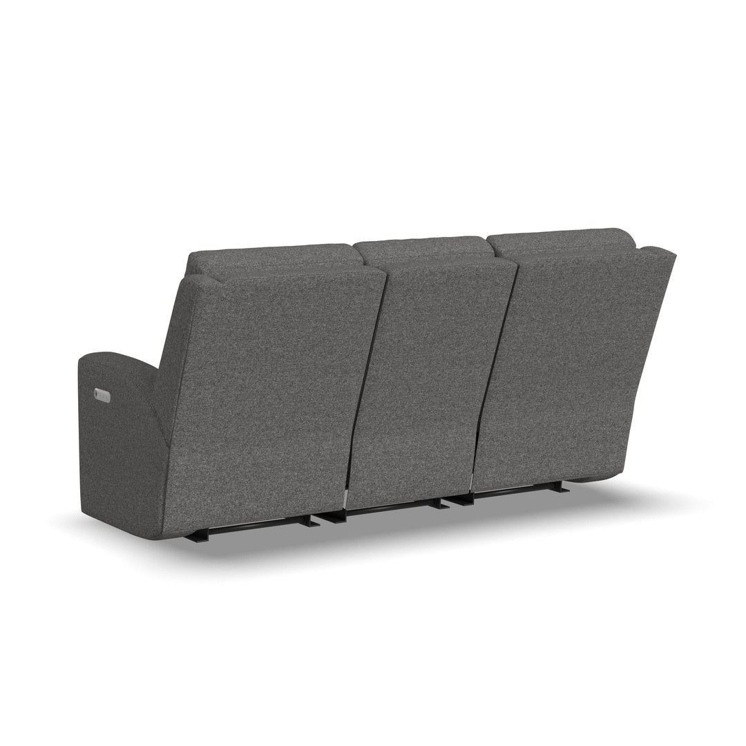 Flexsteel 2805-62L Score  Power Reclining Sofa With Power Headrests & Lumbar  Dark Gray
