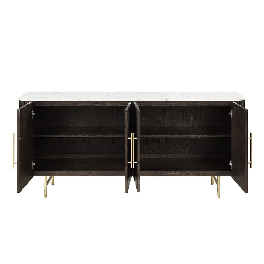 Clayten - Server - White Natural Marble Top & Espresso