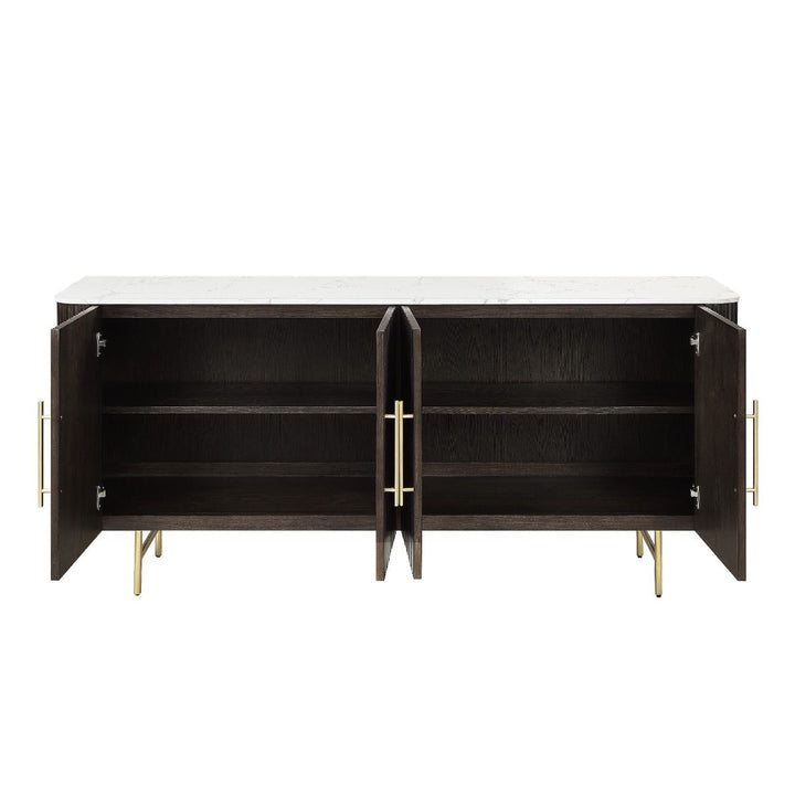 Clayten - Server - White Natural Marble Top & Espresso