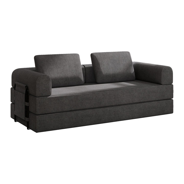 corduroy-convertible-sleeper-sofa-bed-with-pillow-dark-gray