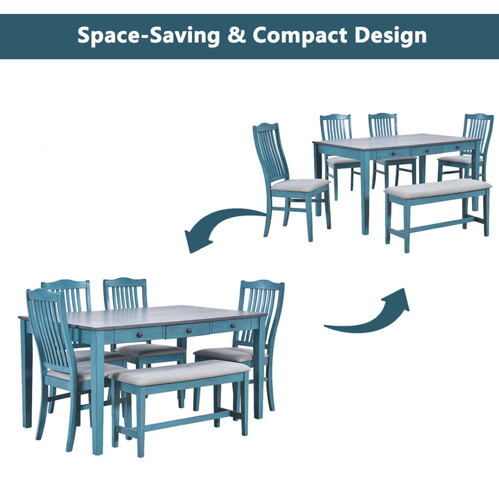compact-6-piece-dining-set-with-4-chairs-bench-storage-drawer-walnut-buttermilk
