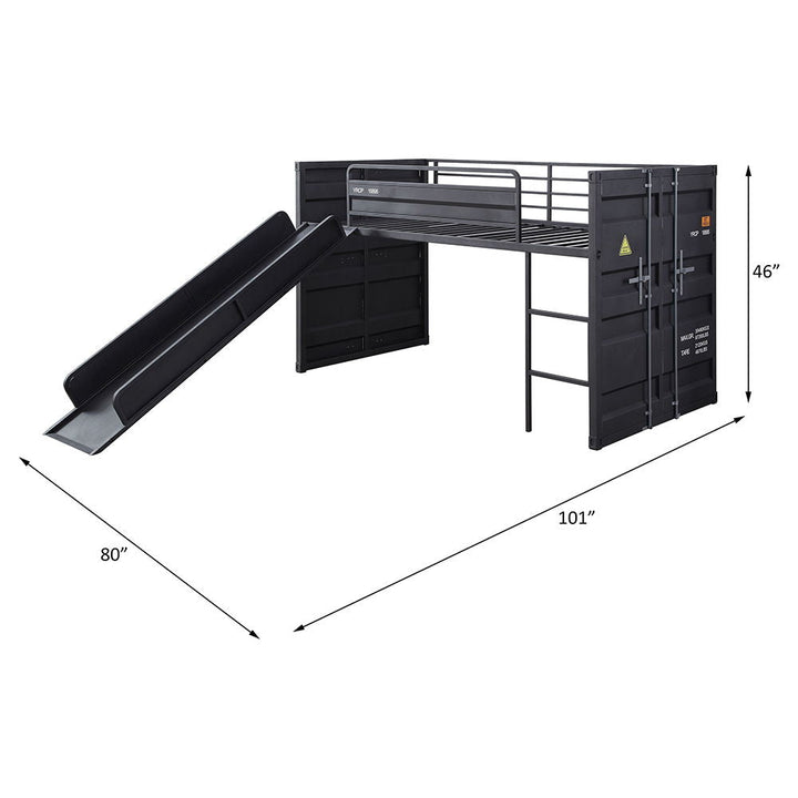 Cargo - Twin Loft Bed With Slide - Gunmetal