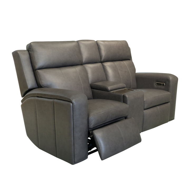 Wyatt Leather Power Reclining Loveseat with Console &amp; Power Headrests &amp; Lumbar