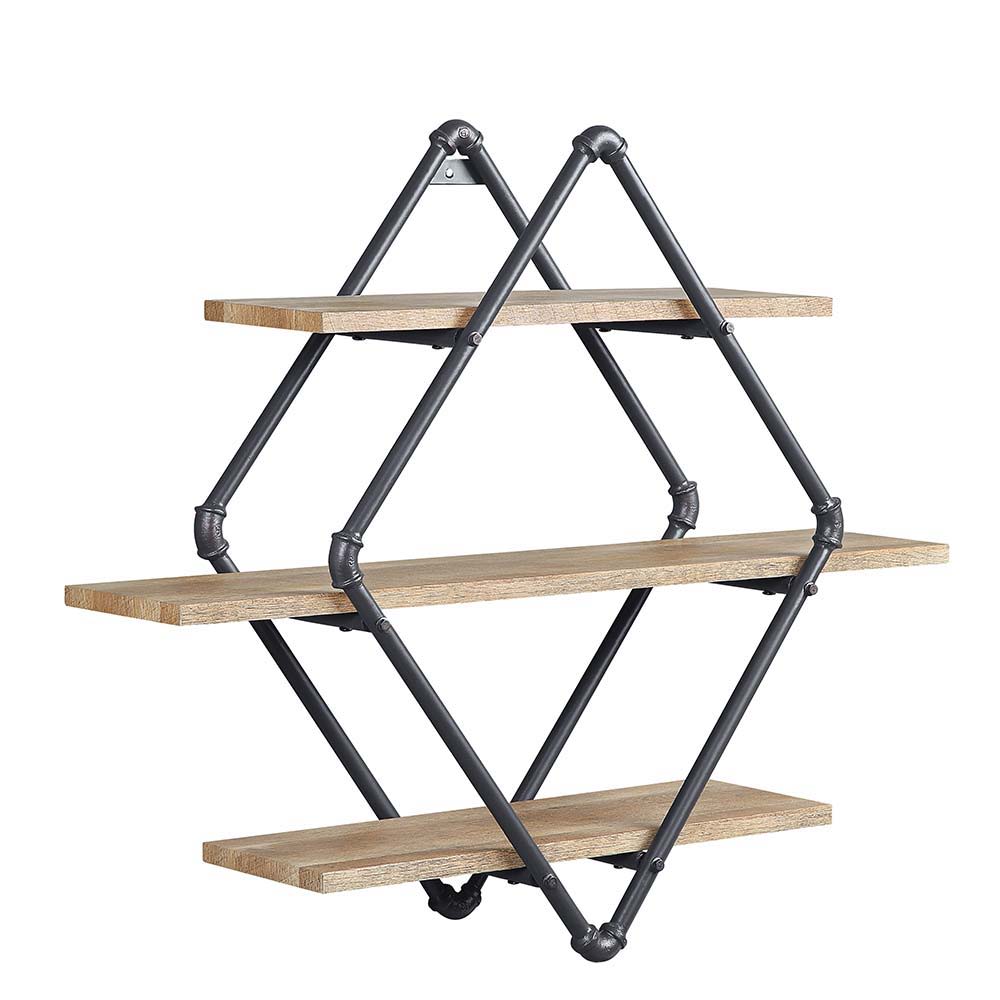 Brantley - 31" Wall Rack With 3 Shelves - Oak & Sandy Black