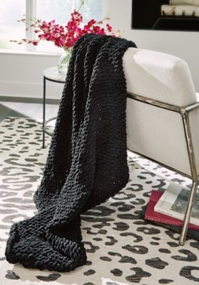 Chaddon Throw (Set of 3) - Black Throw modern furniture Contempo Furniture