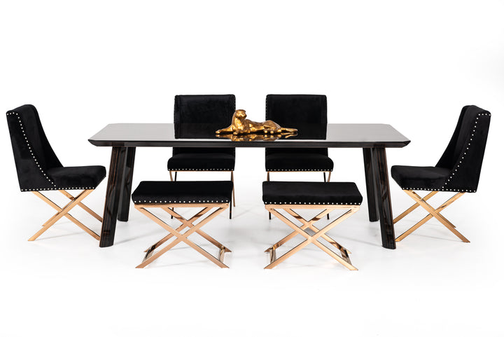 Chadwick Modern Ebony &amp; Rosegold Dining Table