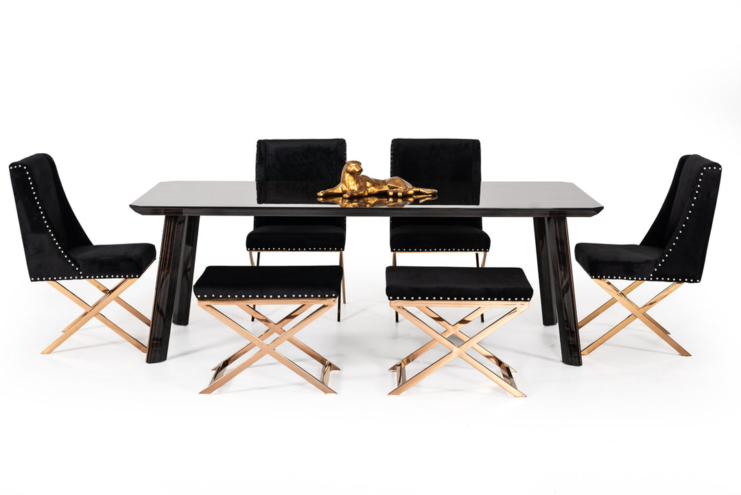 Chadwick Modern Ebony & Rosegold Dining Table