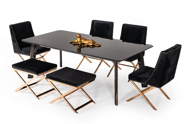Chadwick Modern Ebony &amp; Rosegold Dining Table