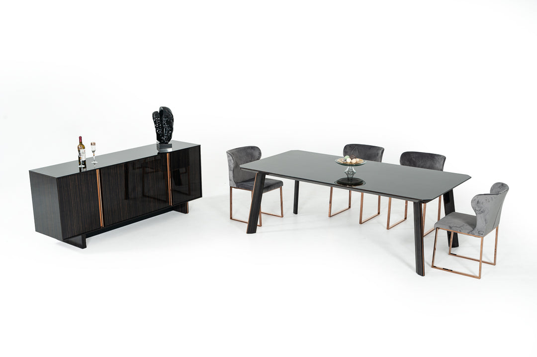 Chadwick Modern Ebony & Rosegold Dining Table