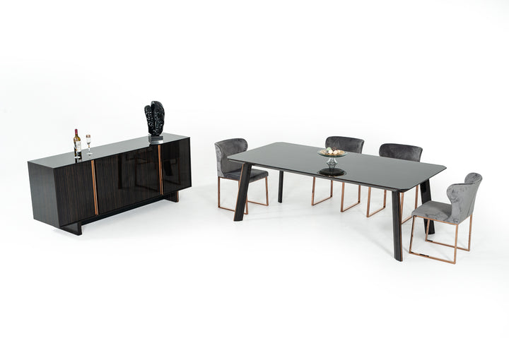 Chadwick Modern Ebony &amp; Rosegold Dining Table