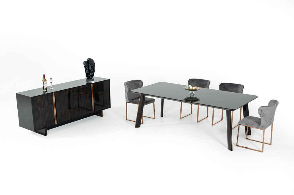 Chadwick Modern Ebony & Rosegold Dining Table - View 4