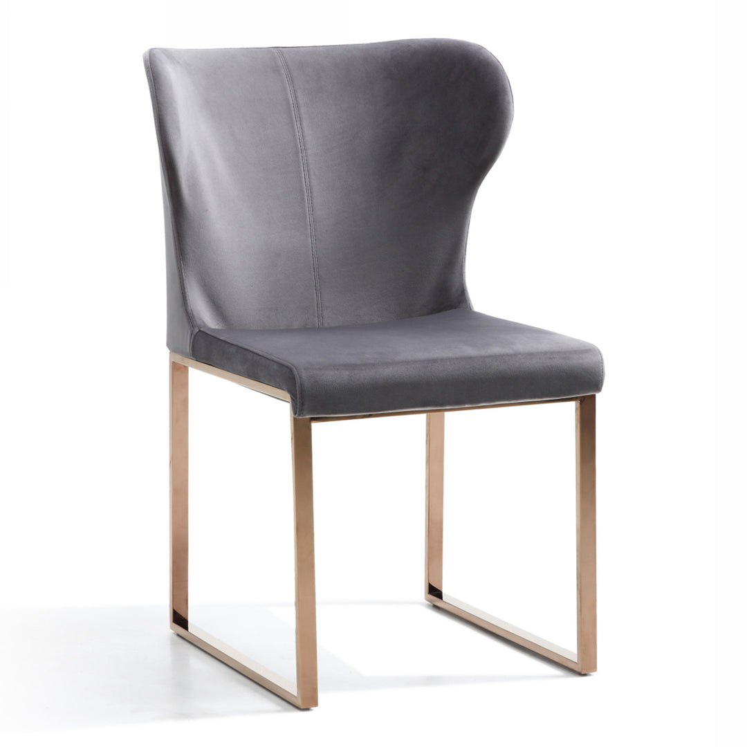 Chadwick Modern Grey Velvet & Rosegold Dining Chair