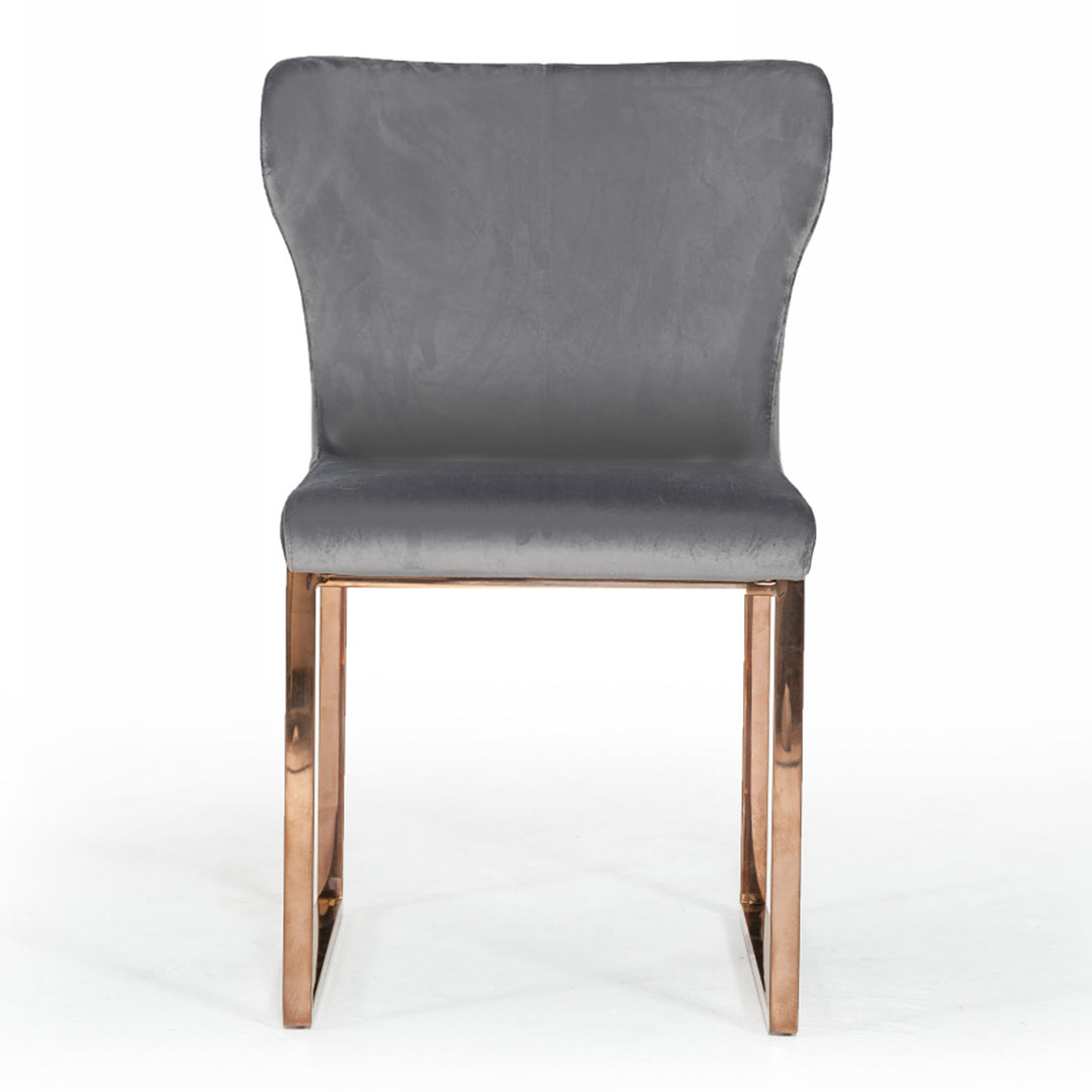 Chadwick Modern Grey Velvet & Rosegold Dining Chair