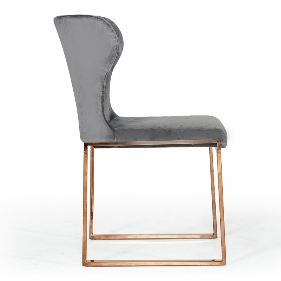 Chadwick Modern Grey Velvet & Rosegold Dining Chair