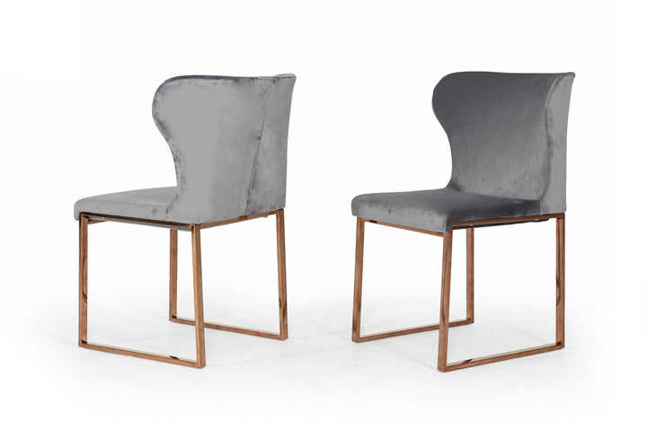 Chadwick Modern Grey Velvet &amp; Rosegold Dining Chair