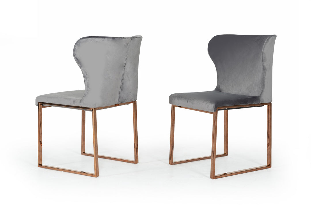 Chadwick Modern Grey Velvet & Rosegold Dining Chair