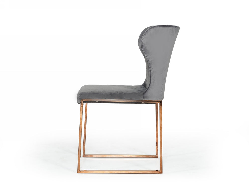 Chadwick Modern Grey Velvet & Rosegold Dining Chair - View 2