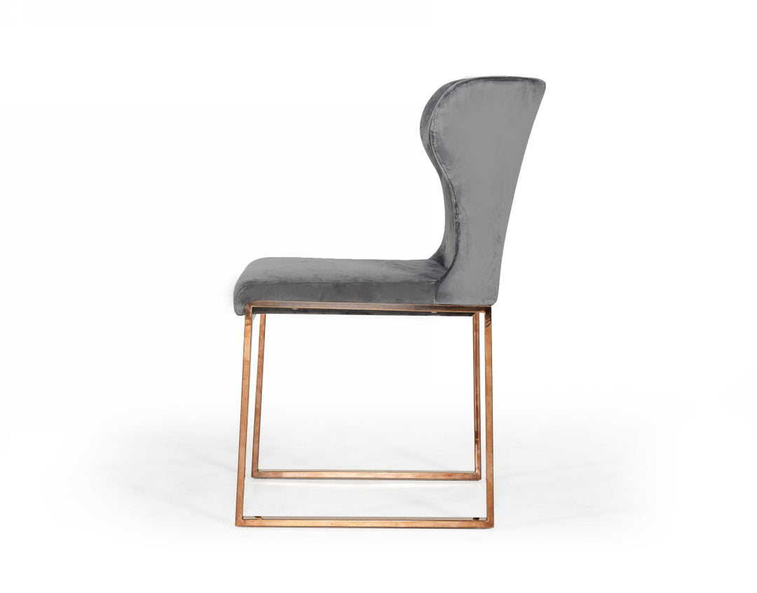 Chadwick Modern Grey Velvet & Rosegold Dining Chair
