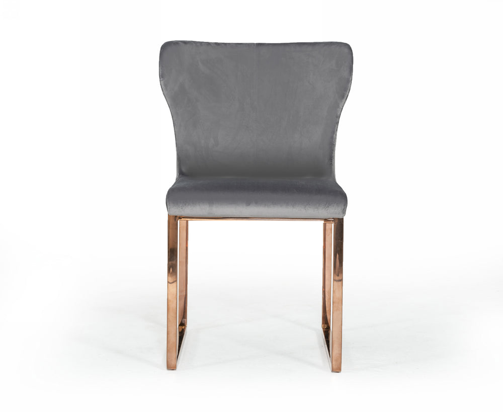 Chadwick Modern Grey Velvet & Rosegold Dining Chair - View 4