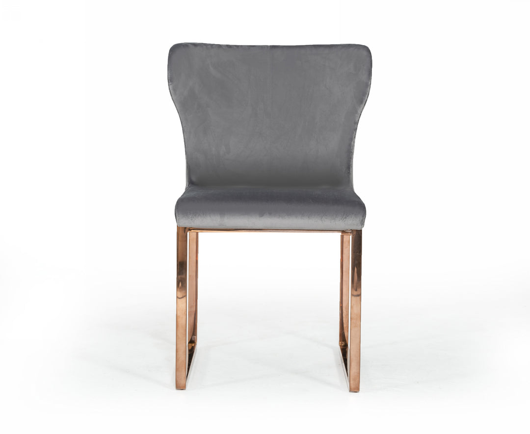 Chadwick Modern Grey Velvet & Rosegold Dining Chair