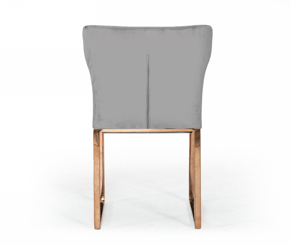 Chadwick Modern Grey Velvet & Rosegold Dining Chair - View 3