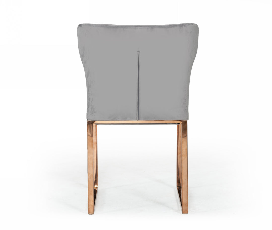 Chadwick Modern Grey Velvet & Rosegold Dining Chair
