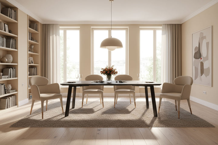 Chadwick Modern Ebony &amp; Rosegold Dining Table