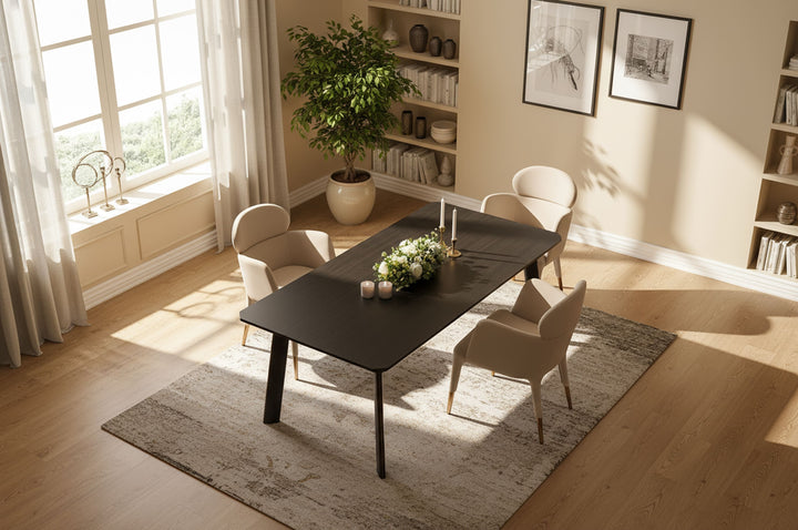 Chadwick Modern Ebony &amp; Rosegold Dining Table