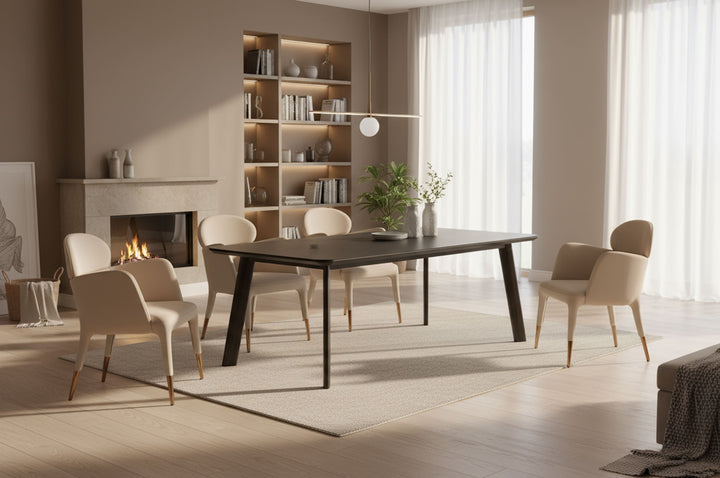 Chadwick Modern Ebony &amp; Rosegold Dining Table