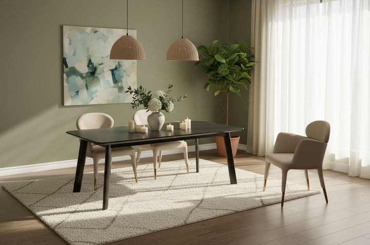 Chadwick Modern Ebony &amp; Rosegold Dining Table