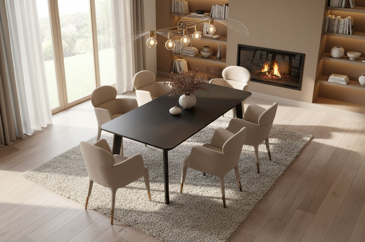 Chadwick Modern Ebony &amp; Rosegold Dining Table