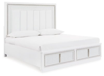 Chalanna King Upholstered Storage Bed - White Storage Bed modern furniture Contempo Furniture
