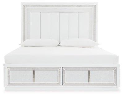 Chalanna King Upholstered Storage Bed - White Storage Bed modern furniture Contempo Furniture