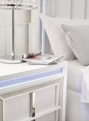 Chalanna Nightstand - White Nightstand w/ Charging Station modern furniture Contempo Furniture