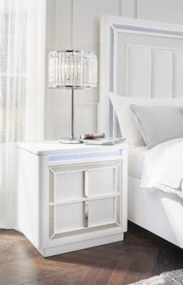 Chalanna Nightstand - White Nightstand w/ Charging Station modern furniture Contempo Furniture