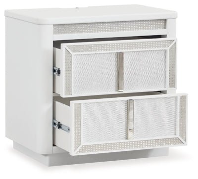 Chalanna Nightstand - White Nightstand w/ Charging Station modern furniture Contempo Furniture