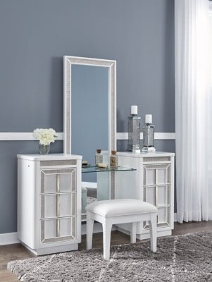 Chalanna Vanity with Mirror - White Vanity Set modern furniture Contempo Furniture