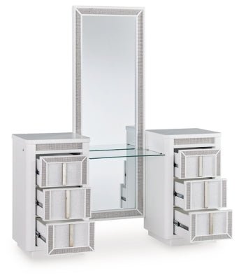 Chalanna Vanity with Mirror - White Vanity Set modern furniture Contempo Furniture