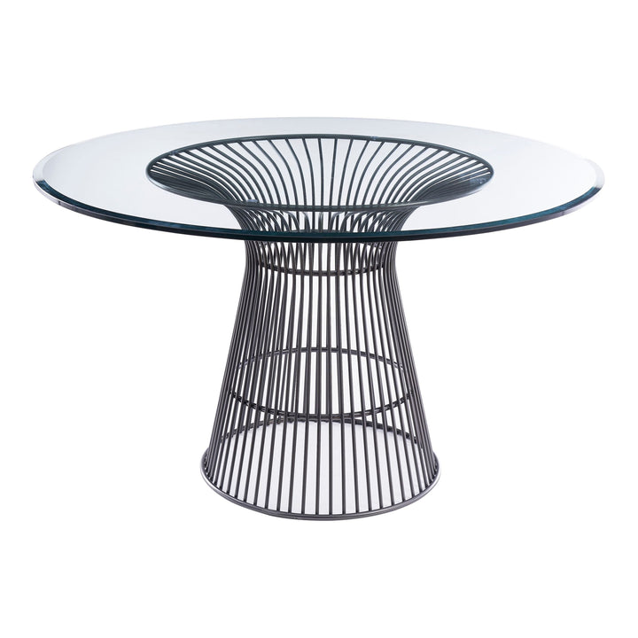 Chandler - Modern Round Glass &amp; Black Stainless Steel Dining Table