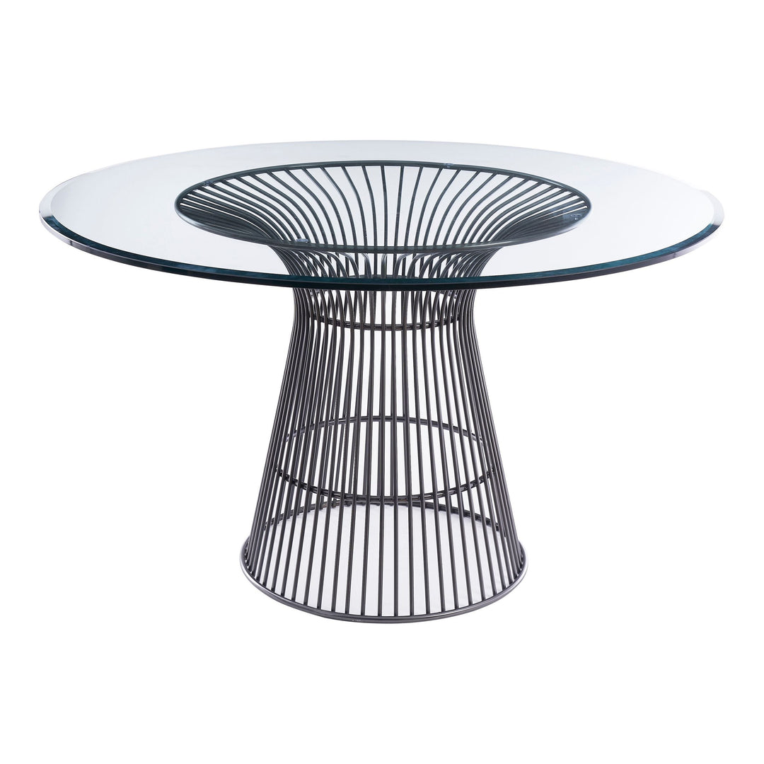 Chandler - Modern Round Glass & Black Stainless Steel Dining Table