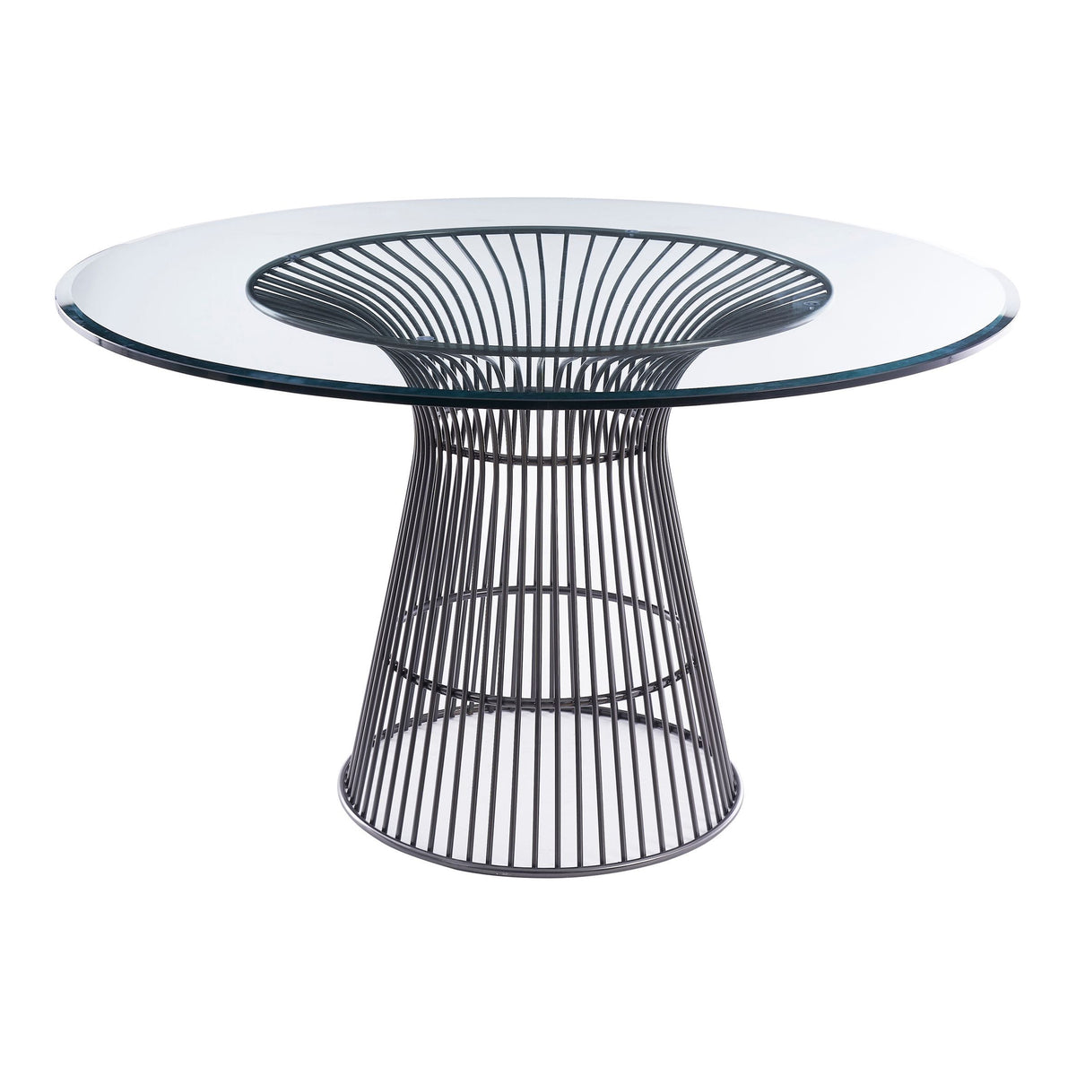Chandler - Modern Round Glass & Black Stainless Steel Dining Table