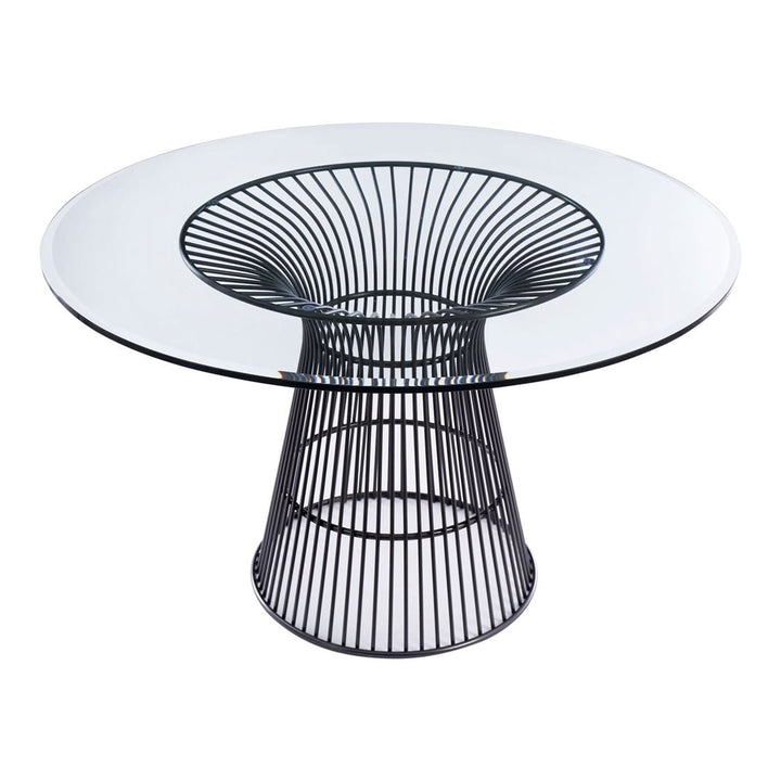 Chandler - Modern Round Glass &amp; Black Stainless Steel Dining Table